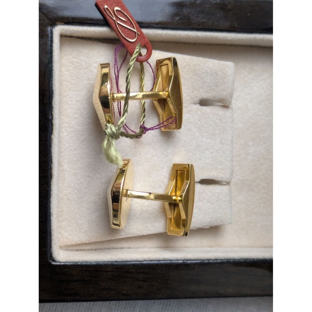 S T Dupont Paris‎ Gold Tone Cufflinks Round Cross Shape Mens Luxury Formal - Picture 3 of 5